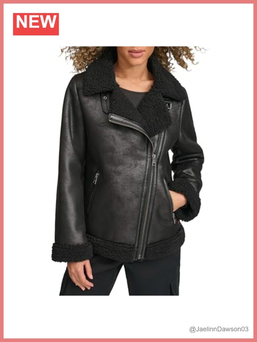 Faux Shearling Moto Coat Sherpa Lined Aviator Jacket